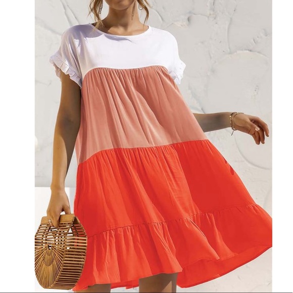 Boho spring summer ruffle trim mini dress - Picture 11 of 12